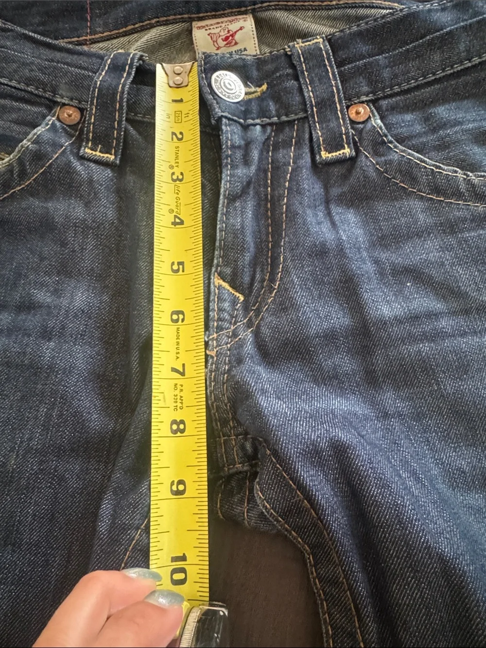 True Religion Indigo Jeans with Yellow Stitching